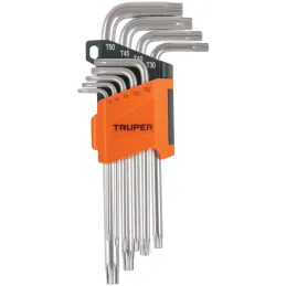 Juegos de 9 Llaves Torx PLargas Truper 13647 Truper-Juegos de 9 Llaves Torx PLargas Truper 13647 Fabricadas en acero al cromo va