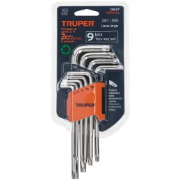 Juegos de 9 Llaves Torx PLargas Truper 13647 Truper-Juegos de 9 Llaves Torx PLargas Truper 13647 Fabricadas en acero al cromo va