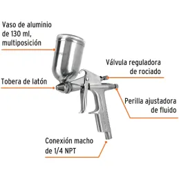 Pistolas de Pinturas Gravedad 130ml LVMP T0.5mm VB A5-10cm, PIPI-400 Truper 11098 Truper-Pistolas de Pinturas Gravedad 130ml LVM