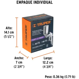 Pistolas de Pinturas Gravedad 130ml LVMP T0.5mm VB A5-10cm, PIPI-400 Truper 11098 Truper-Pistolas de Pinturas Gravedad 130ml LVM
