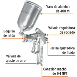 Pistolas de Pinturas Gravedad 400ml LVMP T1.4mm VB A18-25cm, PIPI-420 Truper 11095 Truper-Pistolas de Pinturas Gravedad 400ml LV