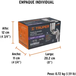 Pistolas de Pinturas Gravedad 400ml LVMP T1.4mm VB A18-25cm, PIPI-420 Truper 11095 Truper-Pistolas de Pinturas Gravedad 400ml LV