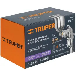 Pistolas de Pinturas Gravedad 400ml LVMP T1.7mm VM A18-25cm, PIPI-421 Truper 13061 Truper-Pistolas de Pinturas Gravedad 400ml LV