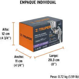 Pistolas de Pinturas Gravedad 400ml LVMP T1.7mm VM A18-25cm, PIPI-421 Truper 13061 Truper-Pistolas de Pinturas Gravedad 400ml LV