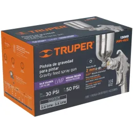 Pistolas de Pinturas Gravedad 400ml LVMP T2mm VA A18-25cm, PIPI-422 Truper 13060 Truper-Pistolas de Pinturas Gravedad 400ml LVMP
