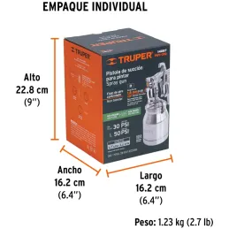 Pistolas de Pinturas Succion 1000ml HVHP T1.8mm 2Control A16-25cm, PIPI-310 14087 Truper Truper-Pistolas de Pinturas Succion 100