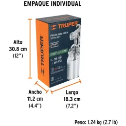 Pistolas de Pinturas Succion 1000ml HVHP T1.8mm 3Control A16-22cm, PIPI-330 14085 Truper Truper-Pistolas de Pinturas Succion 100