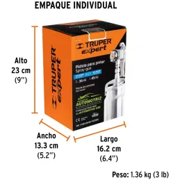Pistolas de Pinturas Succion 1000ml HVLP T1.4mm 3Control A24-28cm Automotriz Pro, PIPI-340X 14030 Truper Truper-Pistolas de Pint
