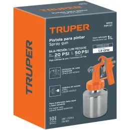 Pistolas de Pinturas 1000ml B1.5mm BP FlujoContinuo A34cm, PIPI-27 Truper 19510 Truper-Pistolas de Pinturas 1000ml B1.5mm BP Flu