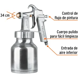 Pistolas de Pinturas 1000ml B1.5mm BP FlujoContinuo A34cm, PIPI-200 Truper 14037 Truper-Pistolas de Pinturas 1000ml B1.5mm BP Fl
