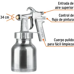Pistolas de Pinturas 1000ml B1.5mm BP FlujoContinuo A34cm, PIPI-210 Truper 14036 Truper-Pistolas de Pinturas 1000ml B1.5mm BP Fl