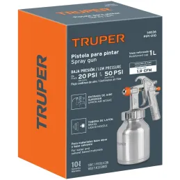 Pistolas de Pinturas 1000ml B1.5mm BP FlujoContinuo A34cm, PIPI-210 Truper 14036 Truper-Pistolas de Pinturas 1000ml B1.5mm BP Fl