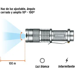 Linternas LED 40lm 100m 6H 1PilasAA Aluminio Truper 17256 Truper-Linternas LED 40lm 100m 6H 1PilasAA Aluminio Truper 17256 LED d