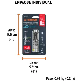 Linternas LED 40lm 100m 6H 1PilasAA Aluminio Truper 17256 Truper-Linternas LED 40lm 100m 6H 1PilasAA Aluminio Truper 17256 LED d