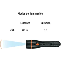 Linternas LED 80lm AltaIntensidad 200m 8H 2PilasAA Truper 13018 Truper-Linternas LED 80lm AltaIntensidad 200m 8H 2PilasAA Truper
