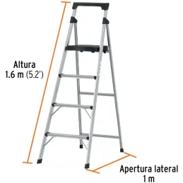Escaleras Tubulares 4 Peldaños Plegables T3 Max2.8m Aluminio, Truper 16765 Truper-Escaleras Tubulares 4 Peldaños Plegables T3 Ma