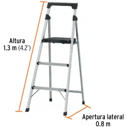 Escaleras Tubulares 3 Peldaños Plegables T3 Max2.6m Aluminio, Truper 16764 Truper-Escaleras Tubulares 3 Peldaños Plegables T3 Ma
