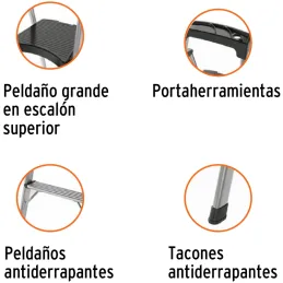 Escaleras Tubulares 3 Peldaños Plegables T3 Max2.6m Aluminio, Truper 16764 Truper-Escaleras Tubulares 3 Peldaños Plegables T3 Ma