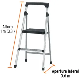 Escaleras Tubulares 2 Peldaños Plegables T3 Max2.4m Aluminio, Truper 16763 Truper-Escaleras Tubulares 2 Peldaños Plegables T3 Ma