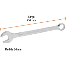 Llaves Boca Mixta 34mm Combinada CrVanadio ELarga Truper 13819 Truper-Llaves Boca Mixta 34mm Combinada CrVanadio ELarga Truper 1