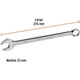 Llaves Boca Mixta 33mm Combinada CrVanadio ELarga Truper 13818 Truper-Llaves Boca Mixta 33mm Combinada CrVanadio ELarga Truper 1