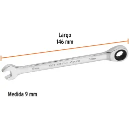 Llaves Boca Mixta Ratchet 9mm ACrVanadio Truper 13619 Truper-Llaves Boca Mixta Ratchet 9mm ACrVanadio Truper 13619 Fabricada en 
