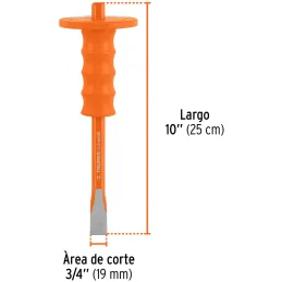 Cincel Plano 10" Cuña 3/4" con Grip, acero al cromo vanadio, protege la mano, C-3/4X10G 12275 Truper Truper-Cincel Plano 10" Cuñ