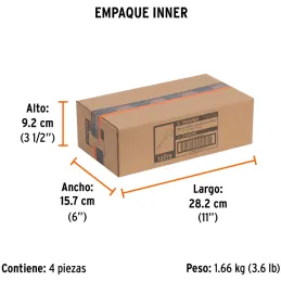 Cincel Plano 10" Cuña 3/4" con Grip, acero al cromo vanadio, protege la mano, C-3/4X10G 12275 Truper Truper-Cincel Plano 10" Cuñ