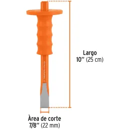 Cincel Plano 10" Cuña 7/8" con Grip, acero al cromo vanadio, protege la mano, C-7/8X10G 12274 Truper Truper-Cincel Plano 10" Cuñ