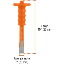 Cincel Plano 10" Cuña 1" con Grip, acero al cromo vanadio, protege la mano, C-1X10G 12273 Truper Truper-Cincel Plano 10" Cuña 1"