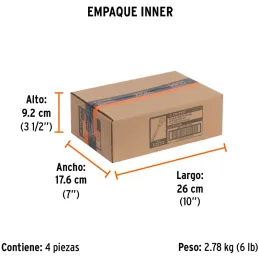 Cincel Plano 10" Cuña 1" con Grip, acero al cromo vanadio, protege la mano, C-1X10G 12273 Truper Truper-Cincel Plano 10" Cuña 1"
