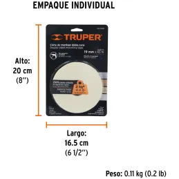 Cintas Doble Contacto 19mm x10m Doble Adhesivo Truper 11726 Truper-Cintas Doble Contacto 19mm x10m Doble Adhesivo Truper 11726 2