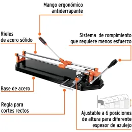 Cortador de Mayolica con Rodaje Corte 60cm, Riel de Acero Solido, Mango Ergonomico, CAZ-60X2 15825 Truper Truper-Cortador de May