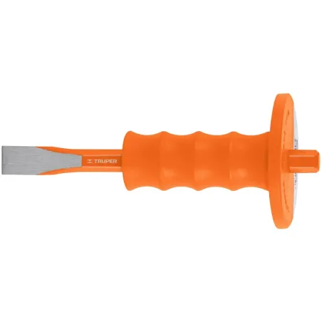 Cincel Plano 8" Cuña 3/4" con Grip, acero al cromo vanadio, protege la mano, C-3/4X8G 12278 Truper Truper-Cincel Plano 8" Cuña 3
