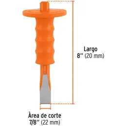 Cincel Plano 8" Cuña 7/8" con Grip , acero al cromo vanadio, protege la mano, C-7/8X8G 12277 Truper Truper-Cincel Plano 8" Cuña 