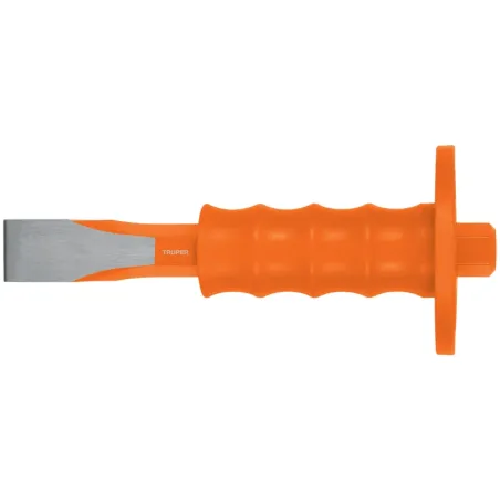 Cincel Plano 8" Cuña 1" con Grip, acero al cromo vanadio, protege la mano, C-1X8G 12276 Truper Truper-Cincel Plano 8" Cuña 1" co