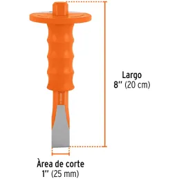 Cincel Plano 8" Cuña 1" con Grip, acero al cromo vanadio, protege la mano, C-1X8G 12276 Truper Truper-Cincel Plano 8" Cuña 1" co