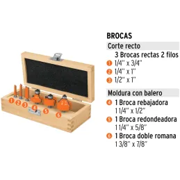 Juego de Fresas 6 Piezas Truper 11359 Truper-Juego de Fresas 6 Piezas Truper 11359 Cuerpos de acero al cromo y cuchillas de carb
