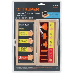 Juego de Fresas 6 Piezas Truper 11359 Truper-Juego de Fresas 6 Piezas Truper 11359 Cuerpos de acero al cromo y cuchillas de carb