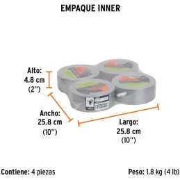 Cintas Ducte Tape 48mm x30m Resistente a Temperaturas Truper 10933 Truper-Cintas Ducte Tape 48mm x30m Resistente a Temperaturas 