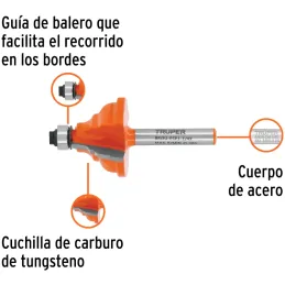 Fresas Española 1-1/4" x20mm cRodaje, Truper 10676 Truper-Fresas Española 1-1/4" x20mm cRodaje, Truper 10676 Cuerpo de acero al 
