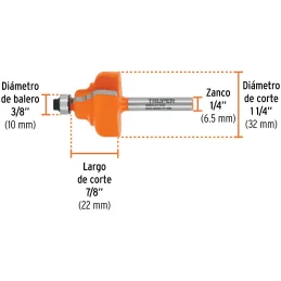 Fresas Zafiro 1-1/4" x22mm cRodaje Truper 10675 Truper-Fresas Zafiro 1-1/4" x22mm cRodaje Truper 10675 Cuerpo de acero al cromo 