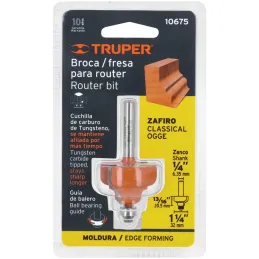 Fresas Zafiro 1-1/4" x22mm cRodaje Truper 10675 Truper-Fresas Zafiro 1-1/4" x22mm cRodaje Truper 10675 Cuerpo de acero al cromo 