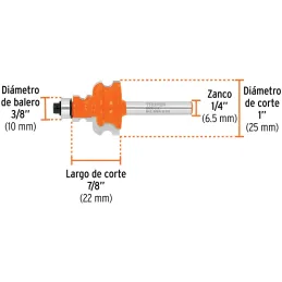 Fresas Jovel 1" x22mm cRodaje, Truper 10674 Truper-Fresas Jovel 1" x22mm cRodaje, Truper 10674 Cuerpo de acero al cromo y cuchil