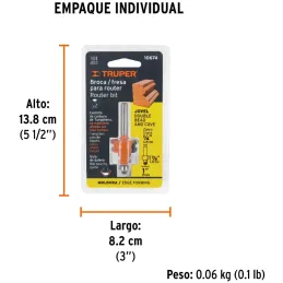 Fresas Jovel 1" x22mm cRodaje, Truper 10674 Truper-Fresas Jovel 1" x22mm cRodaje, Truper 10674 Cuerpo de acero al cromo y cuchil
