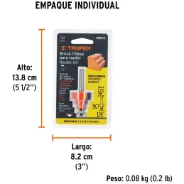 Fresas Escalonada 1-1/8" x22mm cRodaje Truper 10673 Truper-Fresas Escalonada 1-1/8" x22mm cRodaje Truper 10673 Cuerpo de acero a