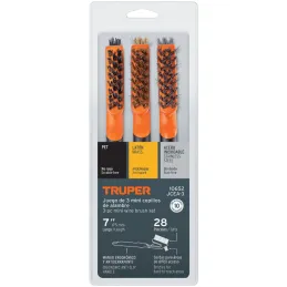Cepillo con Cerdas de Acero al Carbono 28 Pinceles, Calibre 0.15mm, L 18cm A 1cm 3 Piezas, JCEA-3 10652 Truper Truper-Cepillo co