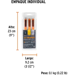 Cepillo con Cerdas de Acero al Carbono 28 Pinceles, Calibre 0.15mm, L 18cm A 1cm 3 Piezas, JCEA-3 10652 Truper Truper-Cepillo co