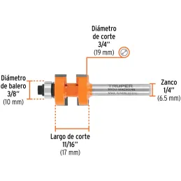 Juego de Fresas Machimbrador 3/4" x17mm cRodaje Truper 10671 Truper-Juego de Fresas Machimbrador 3/4" x17mm cRodaje Truper 10671