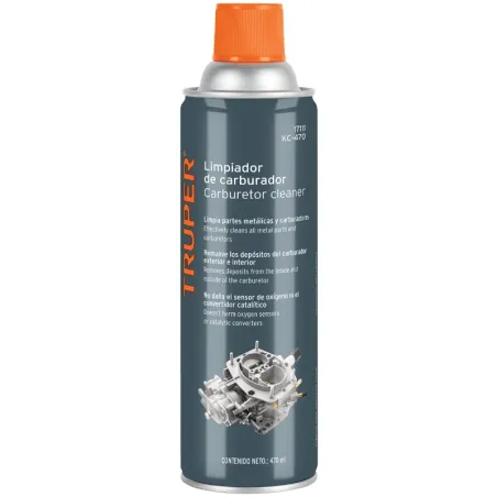 Limpiador de Carburador 470ml, Interno Externo Remueve Grasa Polvo Suciedad sin Dañar, KC-470 17111 Truper Truper-Limpiador de C